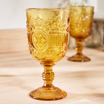 Sunshine Embossed Yellow Gold Wine Glass, 2 of 6