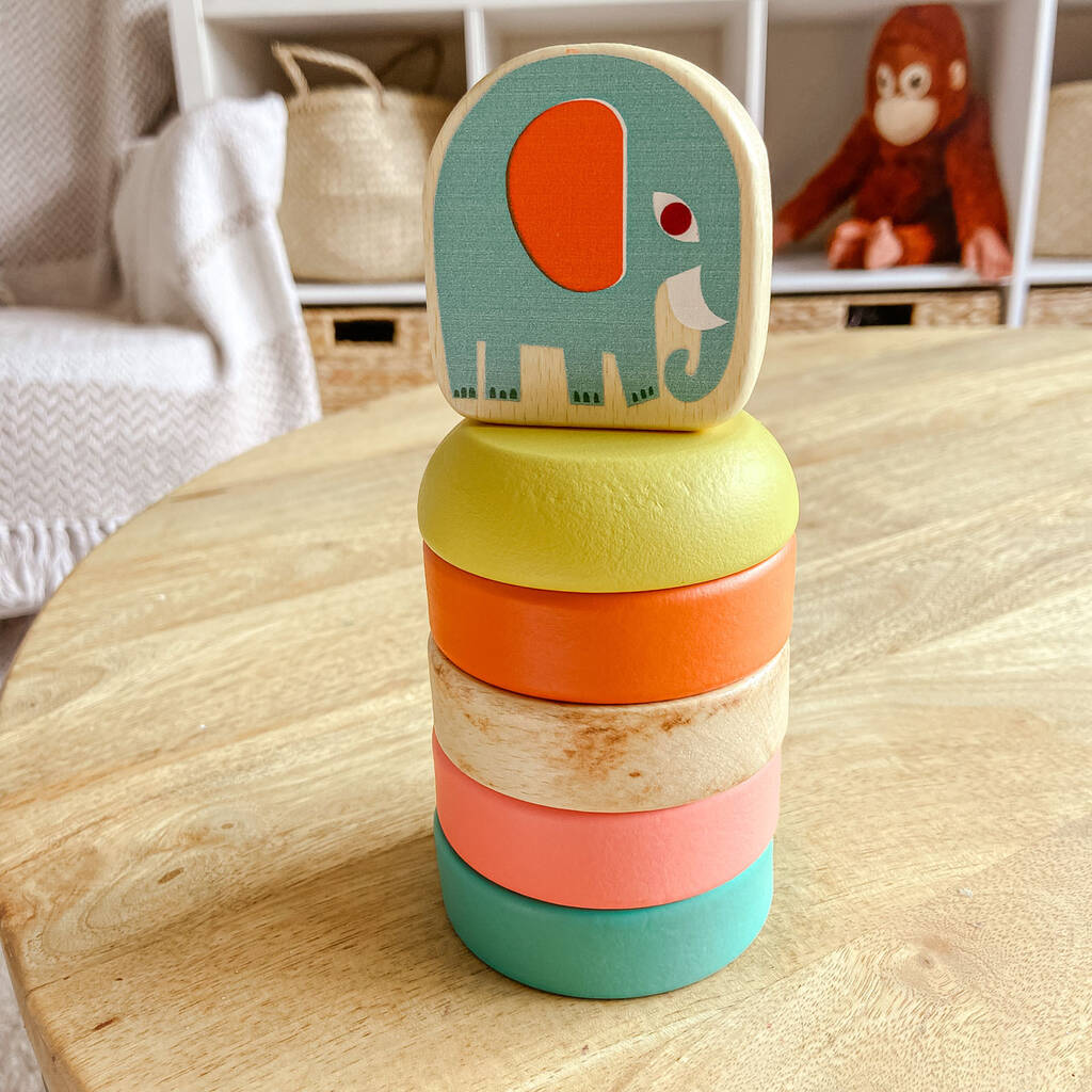 Wooden Stacking Toy Elephant For Babies And Toddlers, 1 of 4