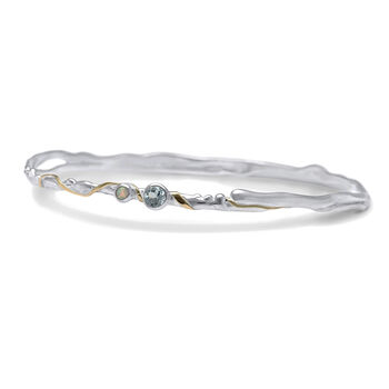 Handmade Opal And Blue Topaz Sterling Silver Bangle, 4 of 6