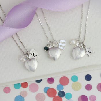 Childs Silver Heart Locket Personalised With Birthstone, 5 of 12