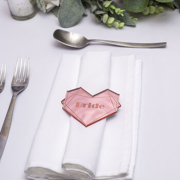 Geo Heart Mirror Acrylic Wedding Place Setting Favours, 2 of 5