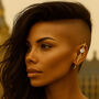 Gold Plated Silver Hexagon Moonstone Ear Pin Earrings, thumbnail 1 of 5