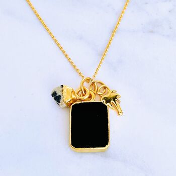 'The Trio' Black Onyx Gold Plated Necklace, 4 of 10