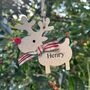 Personalised Tartan Christmas Rudolph Reindeer Bauble, thumbnail 1 of 3