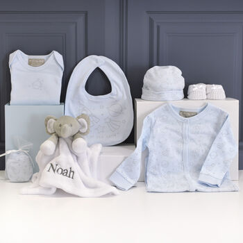 Personalised Elephant Comforter And Blue Baby Gift Set, 3 of 8