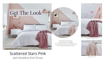 Scattered Stars Pink And White Organic Bed Linen, 2 of 4