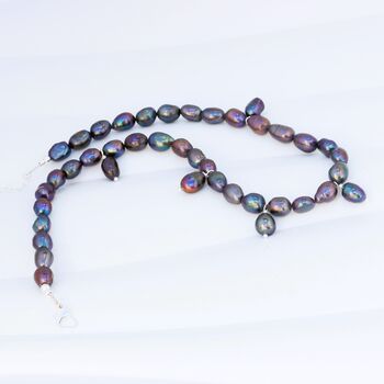 Heathered Peacock Silver Pearl Necklace, 4 of 10