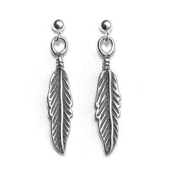 Sterling Silver Feather Earrings, 4 of 7