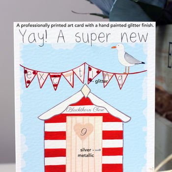 Personalised Beach Hut New Home Card, 3 of 9