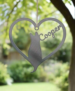 Personalised Dog Pointed Ears Silhouette Steel Heart, 3 of 5