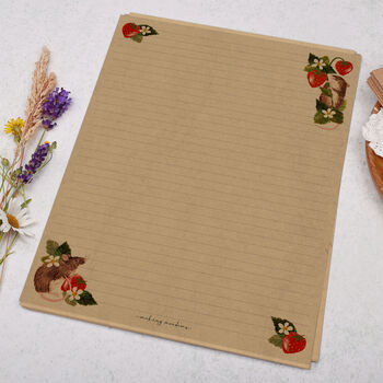A4 Kraft Letter Writing Paper With Mice And Florals, 3 of 4
