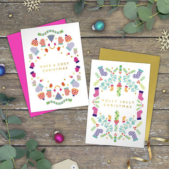 Pack Of Geo Merry Gold Foil Christmas Cards, 2 of 10
