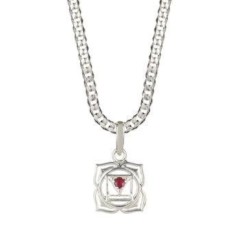 Root Chakra Men's Ruby Silver Necklace, 3 of 10