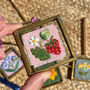 Strawberry Hand Embroidered Framed Keepsake, thumbnail 4 of 7