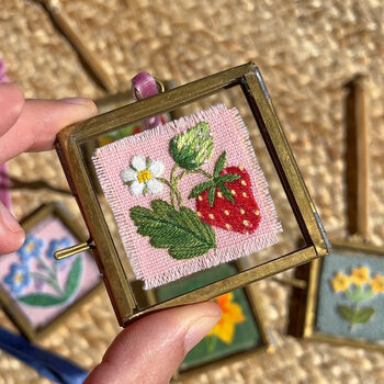 Strawberry Hand Embroidered Framed Keepsake, 4 of 7