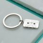 Engraved Sterling Silver Cassette Tape Key Ring, thumbnail 2 of 7