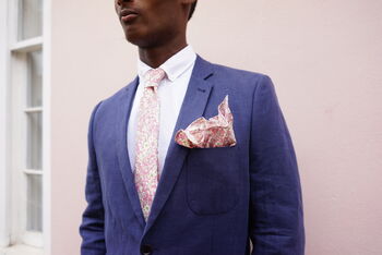 Mens Soft Pink Floral Pocket Square, 3 of 12