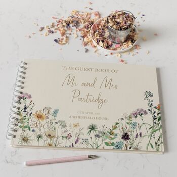Personalised Wildflowers Wedding Guest Book, 3 of 10
