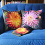Pink Dahlia Velvet Cushion, thumbnail 2 of 5