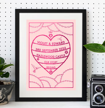 Wedding Heart Personalised Print, 4 of 8