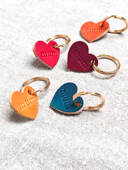 'Mum' Leather Heart Keyring, 4 of 9