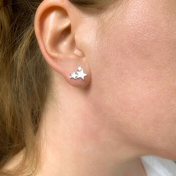 Sterling Silver Shooting Stars Stud Earrings, 2 of 8