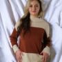 Beige Long Sleeve Knitted Women's Co Ord Set, thumbnail 6 of 7