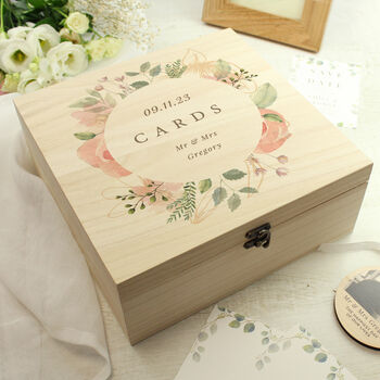 Personalised Wedding Wooden Keepsake Box Floral, 5 of 6