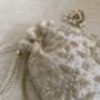 Cream Handcrafted Embroidered Pearl Potli Bag/Wrist Bag, thumbnail 7 of 10