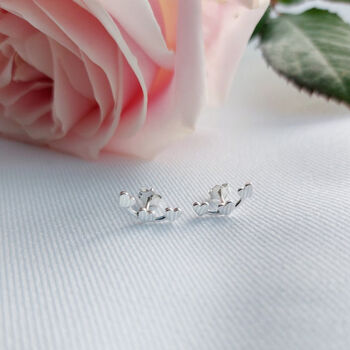 Sterling Silver 925 Trio Love Heart Ear Crawler Stud Earrings, 5 of 7