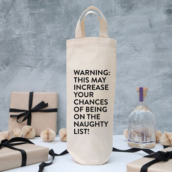 Funny Christmas Bottle Gift Bag 'Naughty List', 2 of 3