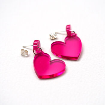 Heart Earrings In Pink Acrylic, 2 of 6