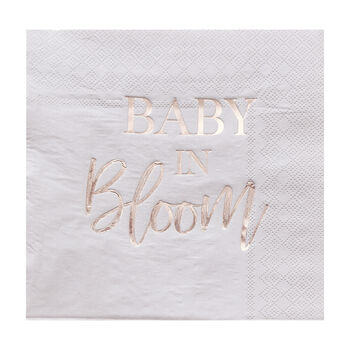 Rose Gold Blush Baby In Bloom Baby Shower Napkins, 2 of 3