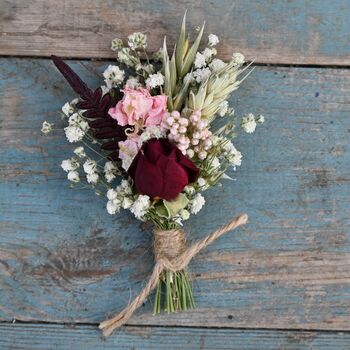 Wedding Dried Flower Bouquet Meadow Reds Left, 4 of 5
