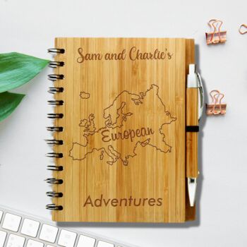 Personalised Eco Bamboo European Travel Journal, 2 of 7