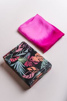 100% Mulberry Silk Scarf, Ombre Hot Pink And White, 3 of 7