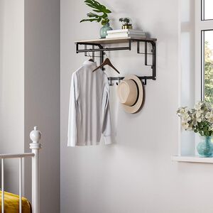 Living room Hallway ANZOME Natural Wooden Coat Hook Wooden Coat Hanger Coat Pegs for Hanging Coats Hat Clothes and Headset in Bedroom Scarf Short Black 4 Pieces Wood Wall Hook 