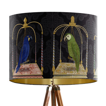 Parrot Swings Lampshade, On Gold, 9 of 11