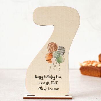 Personalised Number Card, Animal Print Balloons, 10 of 10