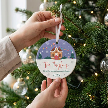 First Christmas New Home Ceramic Disc Hanging Decoration Bauble + Gift Box, 2 of 8
