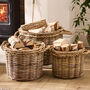 Round Woven Wicker Log Basket With Rope Handles, thumbnail 2 of 5