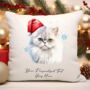 Personalised Christmas Cat Santa Hat Cushion Cover, thumbnail 5 of 11