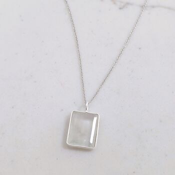The Faceted Rectangle Blue Topaz Necklace, Silver, 6 of 8