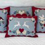 Wool Edelweiss Deer Cushion With Hand Embroidery, thumbnail 1 of 3