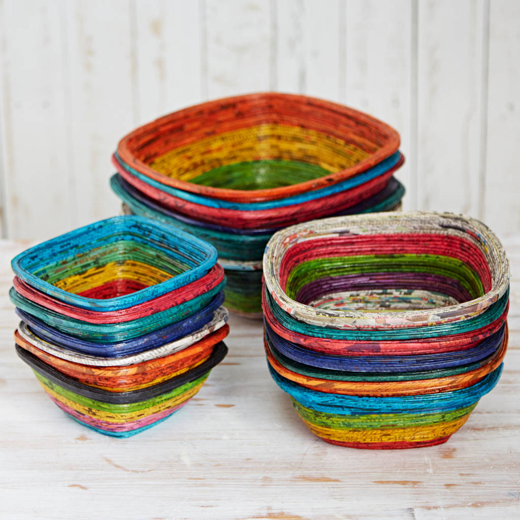 Recycled Newspaper Square Bowls, 1 of 4