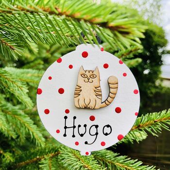 Personalised Pussy Cat Christmas Tree Decoration Bauble, 2 of 2