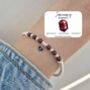 Sterling Silver January Garnet Beaded Bracelet: January Birthstone, Personalised Heart Charm, thumbnail 1 of 8