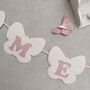 Bunting Blush Pink And White Butterfly Baby Banner, thumbnail 3 of 11