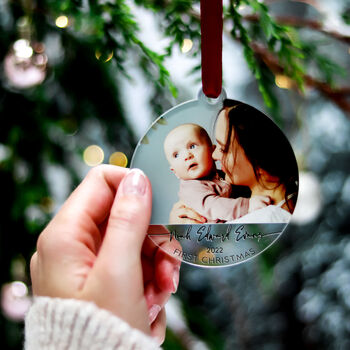 Personalised Photo New Born First Christmas Decoration, 5 of 8