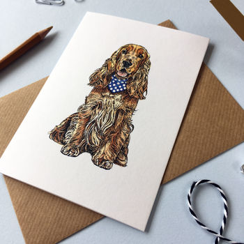 Cocker Spaniel In A Neck Tie Greetings Card, 2 of 2